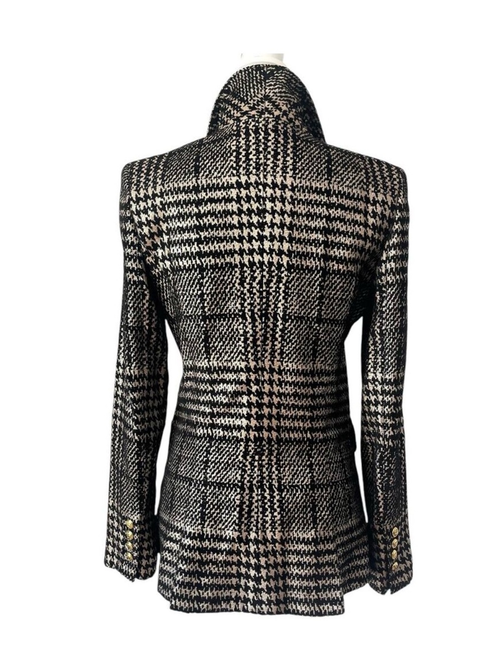 Smythe Hutton Tailored Plaid Houndstooth Blazer Single Button Black Size 4 - Picture 8 of 9
